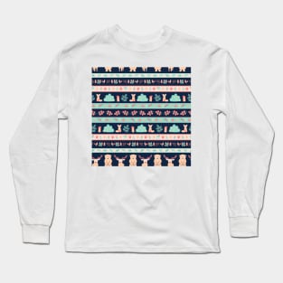 Forest Animals and Plants Horizontal Pattern Long Sleeve T-Shirt